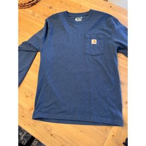 Carhartt Mens Loose Fit Long Sleeve Pocket T-Shirt Blue Heather K126 413 Medium